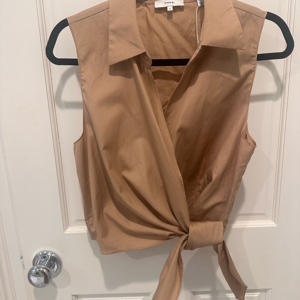 Vince NWT Cotton Poplin Wrap Top - Size 8